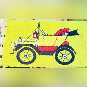 Vintage Hand Hooked Wool Rug 24x36  Antique Truck Americana Art